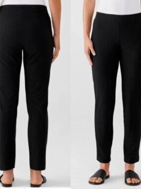 Eileen Fisher Black Washable Stretch Crepe Ankle Pant - Small, fits like a M/L!